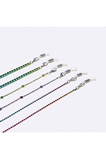 OQHAIR Ensemble de trois pièces, chaîne de lunettes, cuivre, coloré, perles, perles, chaîne épaisse, corde à lunettes D Tall