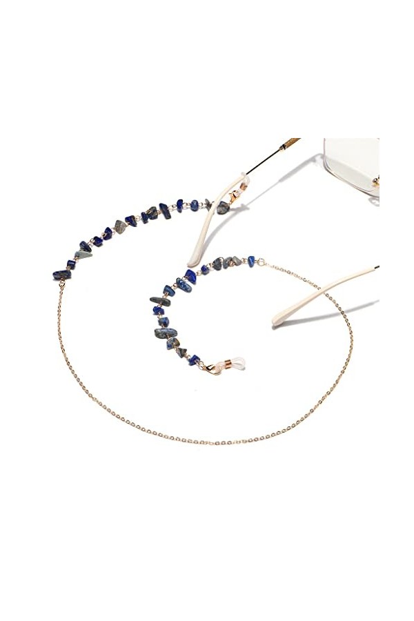 XOUVY Chaîne de Lunettes chaîne de Mode Lapis-Lazuli Pas Facile à estomper chaîne de Lunettes Faite à la Main Lunettes de Lec