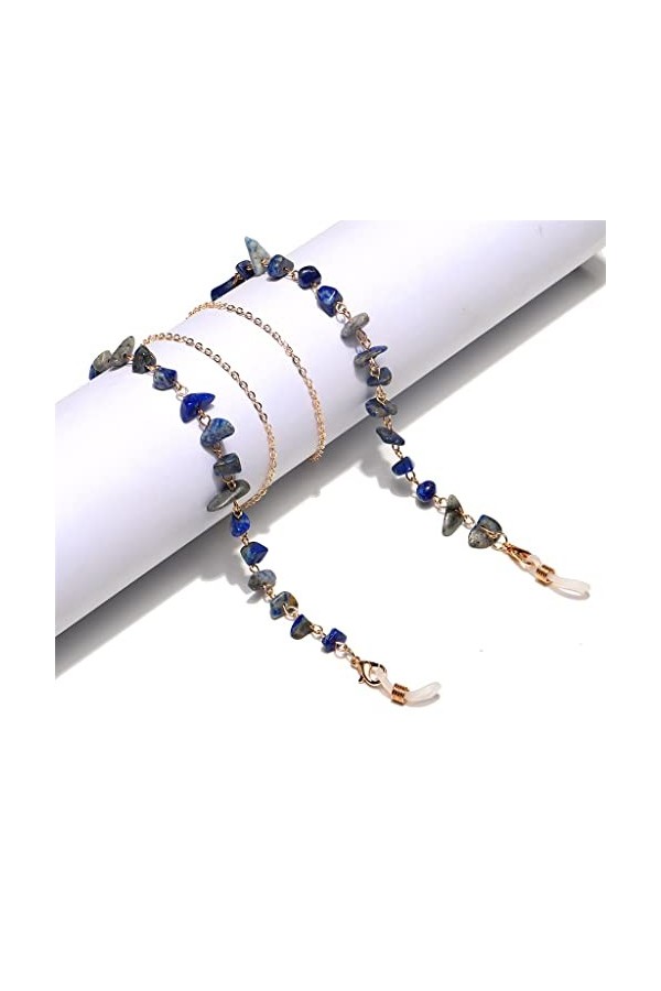 XOUVY Chaîne de Lunettes chaîne de Mode Lapis-Lazuli Pas Facile à estomper chaîne de Lunettes Faite à la Main Lunettes de Lec