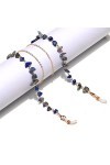 XOUVY Chaîne de Lunettes chaîne de Mode Lapis-Lazuli Pas Facile à estomper chaîne de Lunettes Faite à la Main Lunettes de Lec