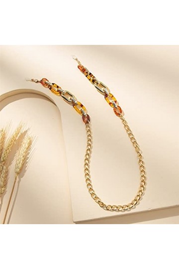 WJCCY Lunettes de soleil acryliques léopard Chaîne Femme Lunettes Lunettes Lunettes Lunettes de la chaîne Verres de cordes de