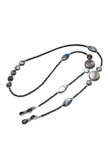 OQHAIR Corde à lunettes Chaîne de lunettes de soleil Cordon perlé Cordon pour lunettes de lecture Galet coquillage D 75 cm 