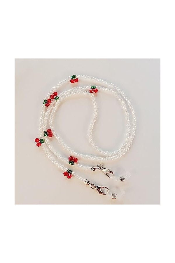 LHLLHL Cerise Lunettes Chaîne Rétro Perles Lunettes Lunettes De Soleil Spectacle Cordon Tour De Cou Chaîne