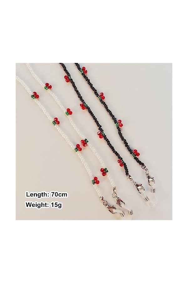 LHLLHL Cerise Lunettes Chaîne Rétro Perles Lunettes Lunettes De Soleil Spectacle Cordon Tour De Cou Chaîne