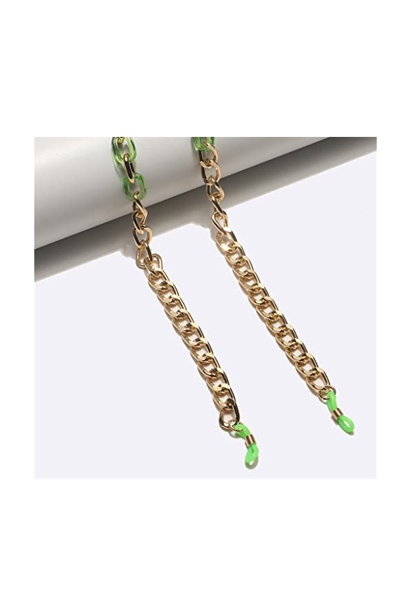 SUNMME Résine Acrylique Transparent Vert Lunettes Corde Mode Chaîne Épaisse Chaîne De Lunettes