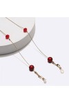 SUNMME Chaîne de Mode Perles givrées Rouges chaîne de Lunettes à la Main chaîne Anti-Perte