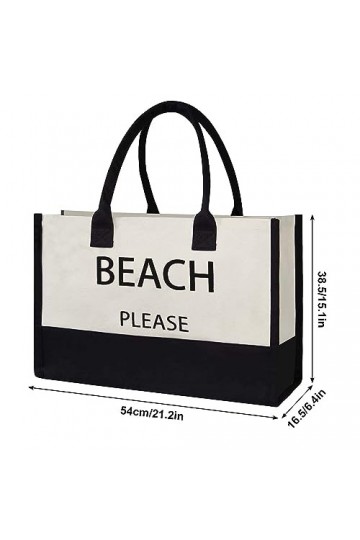 DEARBAG Grand Sac de Plage pour Femmes, Pliable Sac Fourre-Tout Eté Cabas Sacs de Courses Sac de Loisirs Sac avec Lettre-Brod