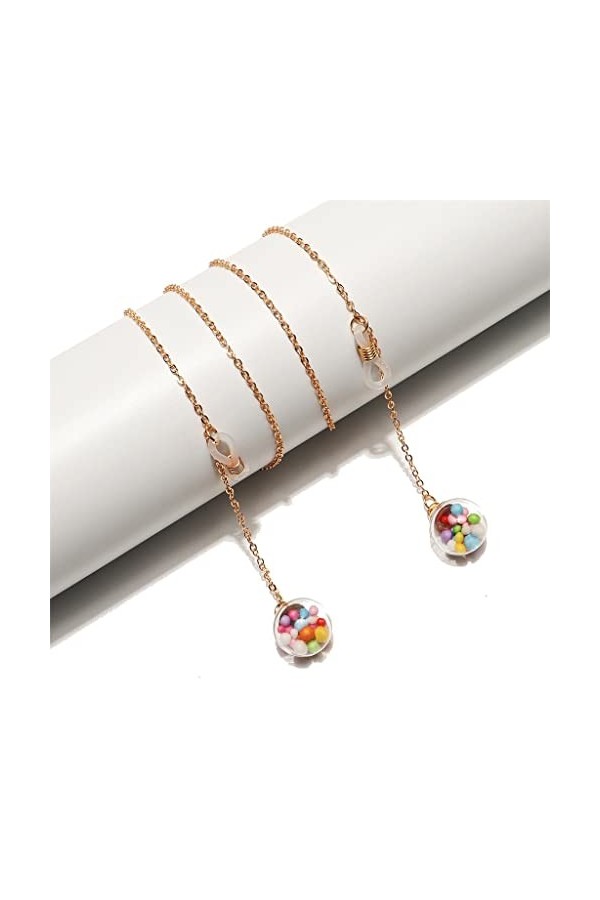 SUNMME Corde à Lunettes en métal Pendentif Boule de Couleur dorée Chaîne à Lunettes Faite à la Main