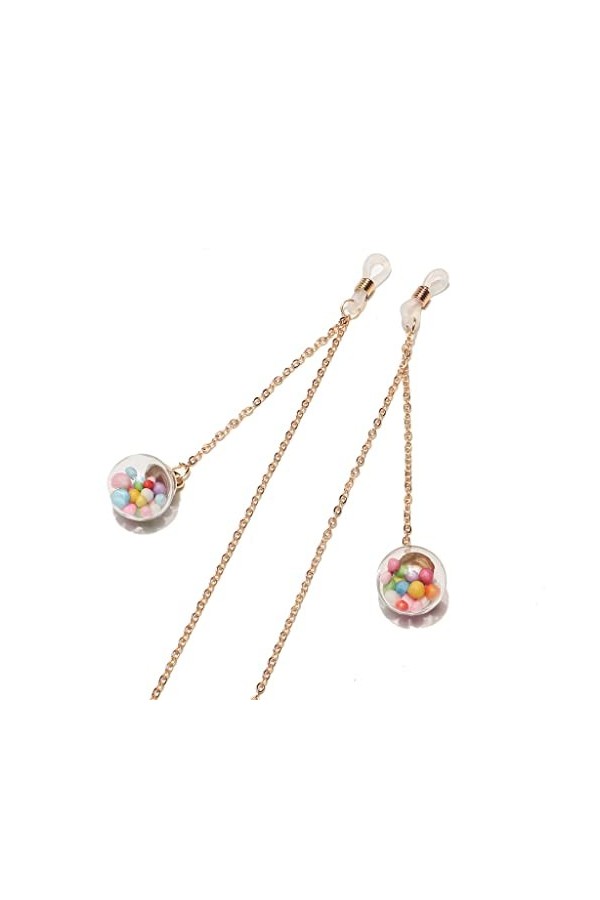 SUNMME Corde à Lunettes en métal Pendentif Boule de Couleur dorée Chaîne à Lunettes Faite à la Main