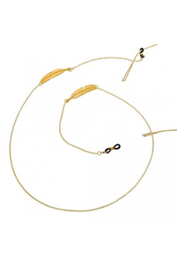 SUNMME Lunettes en métal Corde Or Plume Pendentif Lunettes à la Main chaîne Oeil Longe