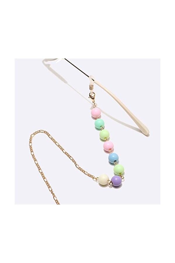 SUNMME Chaîne de Lunettes en Corde de Lunettes en métal Pas Facile à décolorer Perles Rondes dorées