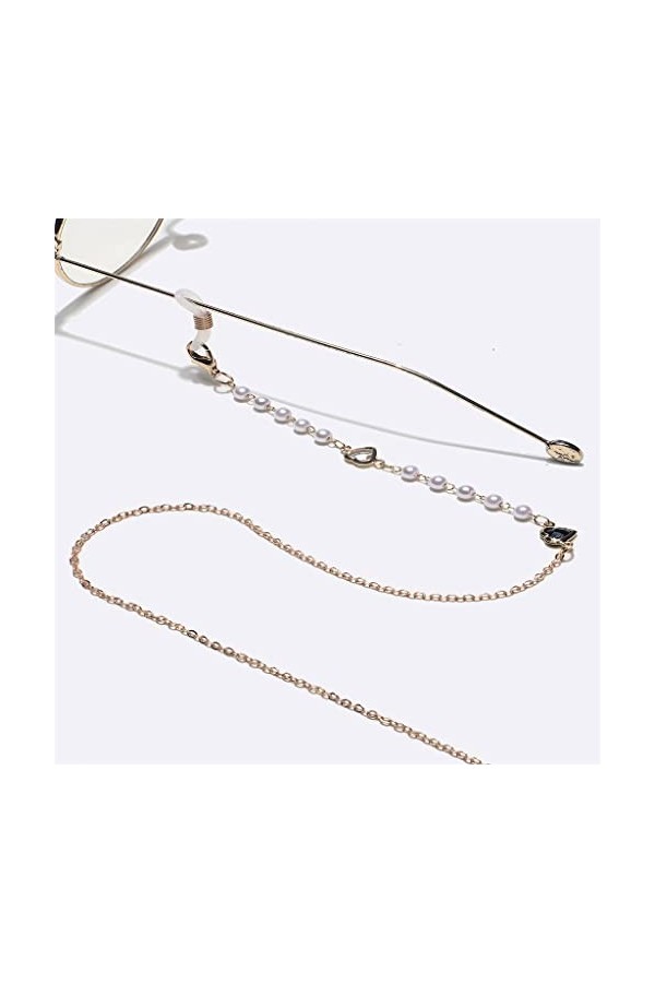 SUNMME Chaîne de Lunettes en métal Faite à la Main avec Perle de Verre de Coeur de Mode
