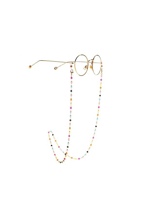 XOUVY Chaîne de Lunettes Chaîne de Lunettes Chaîne de Lunettes en Cristal coloré Faite à la Main Chaîne Anti-Perte de presbyt