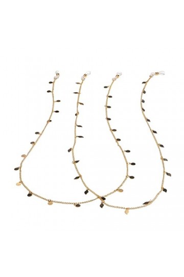 ASUVUD Ensemble Deux pièces Chaîne à Lunettes Feuille Disque Or Corde à Lunettes