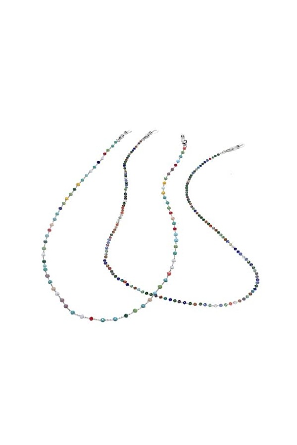 ASUVUD Ensemble Deux pièces chaîne de Lunettes en Acier Inoxydable Cristal Couleur Lunettes Corde