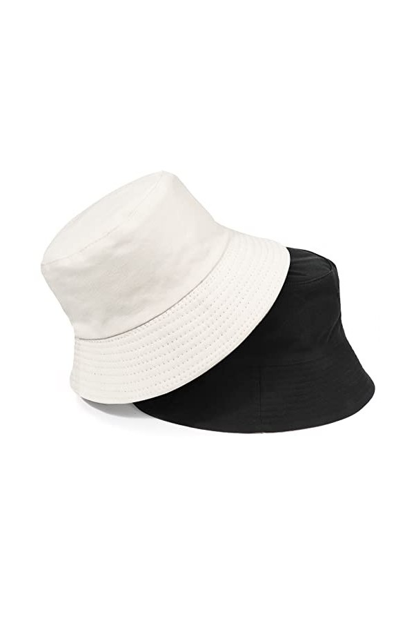TAGVO Bob Chapeau Réversible Chapeau de Pêcheur Coton Chapeau de Soleil de Plage Pliables pour Femmes