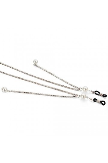 JJZXD Cordon de Lunettes de Cou antidérapant chaîne de Lunettes de Perle Suspendue rétro chaîne de Lunettes Color : Argento,