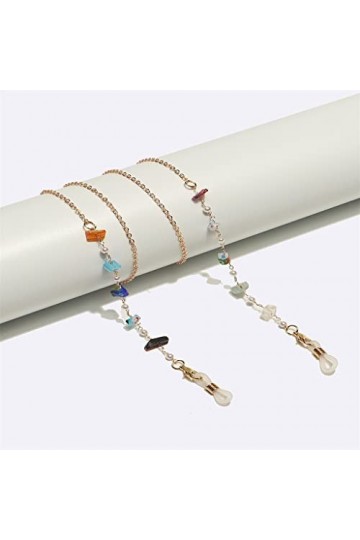 SUNMME Chaîne de Lunettes en Perles irrégulières Naturelles Chaîne de Lunettes en Perles de Verre Chaîne Anti-Perte