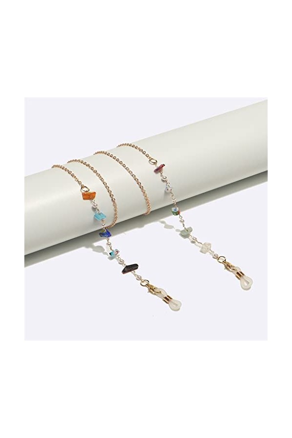 SUNMME Chaîne de Lunettes en Perles irrégulières Naturelles Chaîne de Lunettes en Perles de Verre Chaîne Anti-Perte
