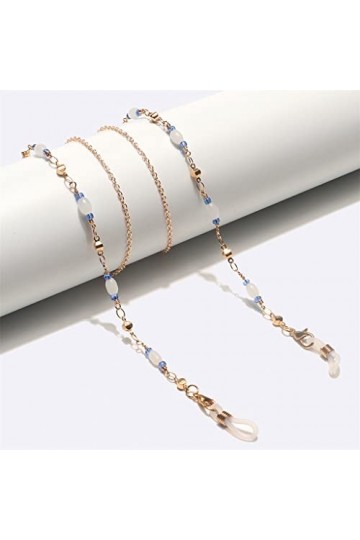 Or Cristal Cuivre Perle Chaîne À La Main Lunettes De Soleil Corde Voyage Mode Lunettes De Soleil Chaîne De Lunettes