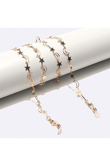 SUNMME Chaîne de Lunettes en métal Faite à la Main de chaîne de Lunettes de chaîne détoile de Lune de cuivre de Mode