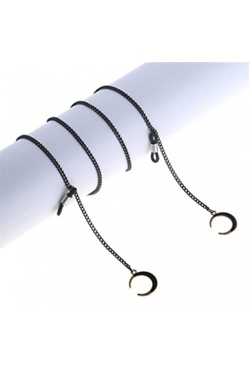 SUNMME Lunettes de Soleil Corde Lanyard Fashion Black Moon Pendant Chain Lunettes de Soleil avec chaîne de Lunettes