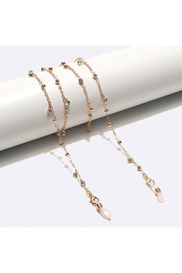 SUNMME Lunettes de Mode Corde Strass Transparent chaîne de Masque à la Main chaîne de Lunettes en métal