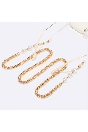 Lunettes en métal Corde Lunettes Chaîne Non-Fade Silver Pearl Chaîne de maïs