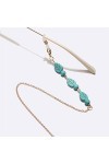 SUNMME Perle Turquoise Dorée Feuilles Chaîne De Lunettes À La Main Corde À Lunettes Antidérapante