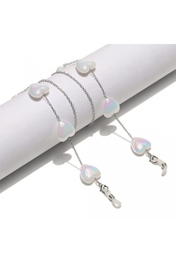 SUNMME Corde à Lunettes en Acier Inoxydable Perle de Coeur de pêche Pas Facile à décolorer chaîne de Lunettes à chaîne Suspen