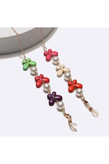 SUNMME Chaîne de Lunettes Faite à la Main en Pierre Naturelle dorée