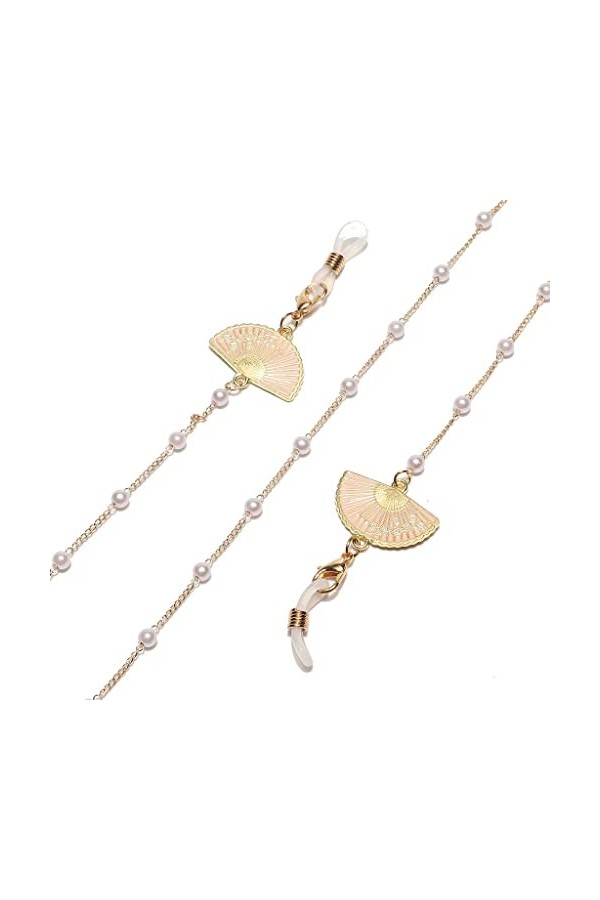 SUNMME Chaîne de Lunettes en métal Anti-Perte de Corde de Lunettes en Forme déventail de Perle de Mode