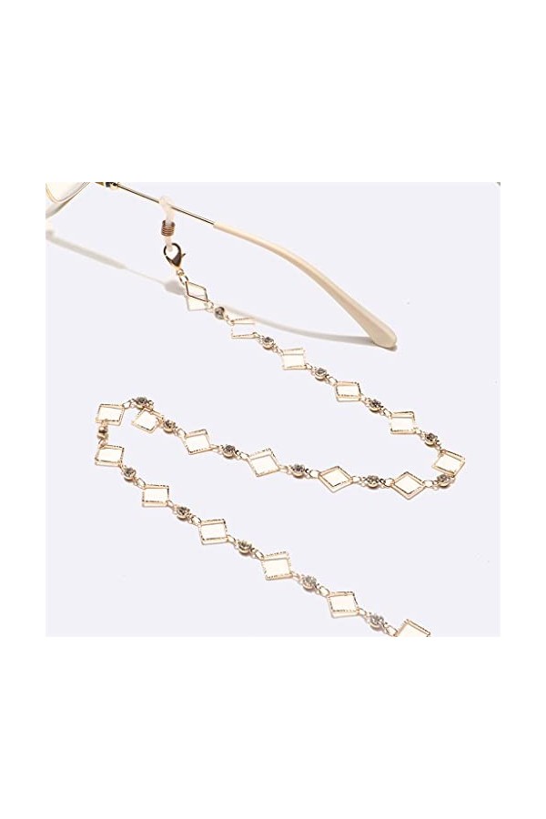 SUNMME Chaîne de Lunettes en métal Faite à la Main en Strass Transparent carré de Mode