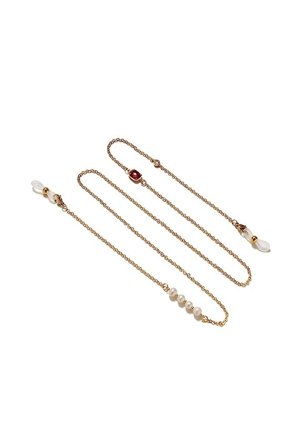 OQHAIR Longe de chaîne de perles deau douce Longe de lunettes de chaîne de lunettes à double usage Couleur : Argento, Taill