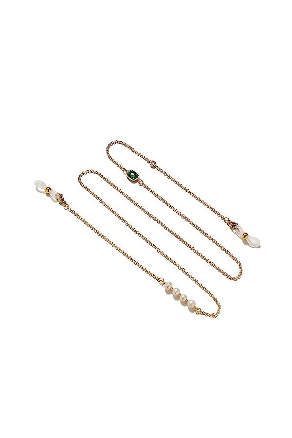 OQHAIR Longe de chaîne de perles deau douce Longe de lunettes de chaîne de lunettes à double usage Couleur : Argento, Taill