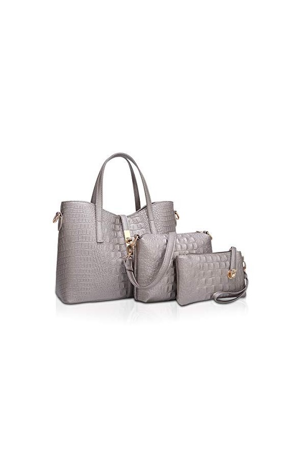 NICOLE & DORIS Sac à Main pour Femme 3 Pcs Ensemble Sac dépaule Sac à Main fourre-Tout + Sacs à bandoulière + Porte-Monnaie,