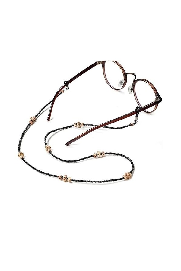 JJZXD Chaîne de Perles en Bois Chaîne de Lunettes rétro Chaîne de Lunettes Simple Chaîne de Lunettes de Cou Anti-Perte
