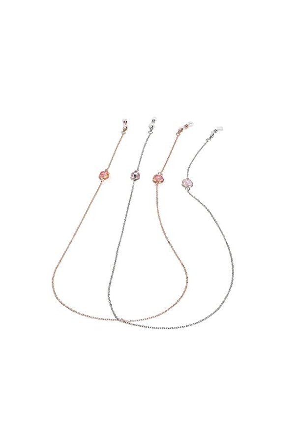 MJWDP Ensemble Deux pièces, chaîne à Lunettes, chaîne en cuivre, Perles Roses craquelées, Corde à Lunettes