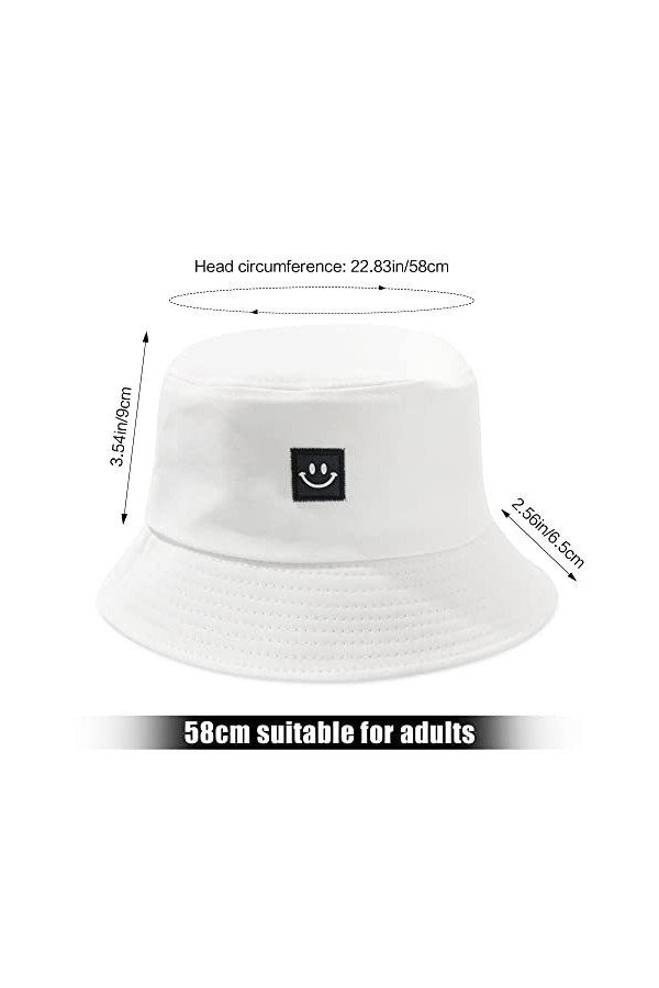 beifon 2pcs Chapeaux de Seau Visage Souriant Chapeaux de Soleil de Plage Pliables Chapeaux de Pêcheur pour Femmes Hommes Chap