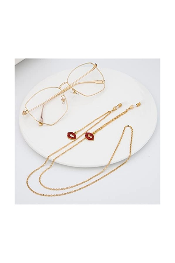 chaîne de lunettes Cordes de pendentif Lèvres rouges Lecture Lunettes Chaîne Chaîne Mode Femmes Lunettes de soleil Accessoire