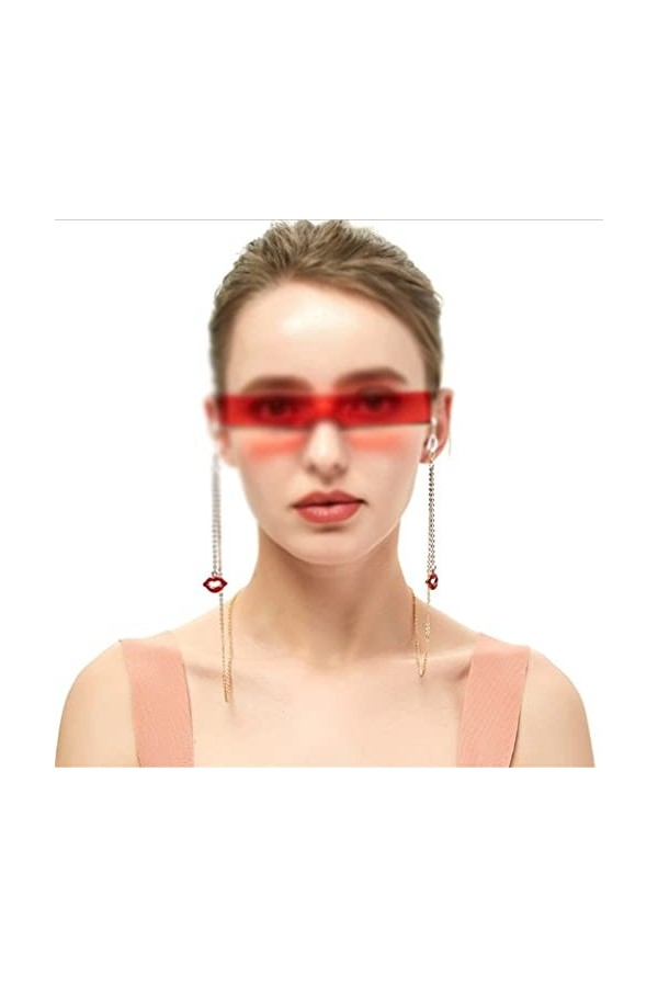 chaîne de lunettes Cordes de pendentif Lèvres rouges Lecture Lunettes Chaîne Chaîne Mode Femmes Lunettes de soleil Accessoire