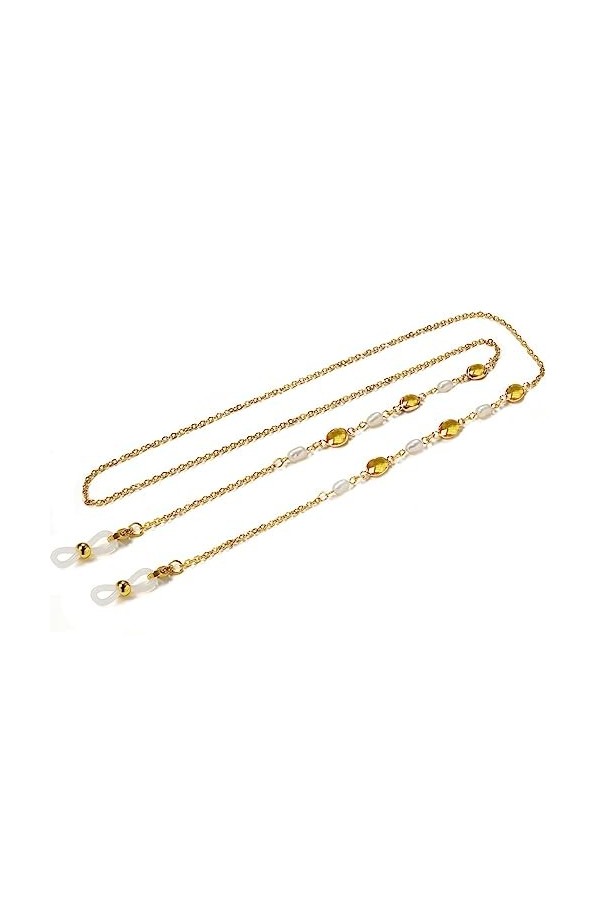 OQHAIR Chaîne décorative Chaîne de lunettes de perles deau douce Bracelet de chaîne de lunettes de corde Couleur : Argento,