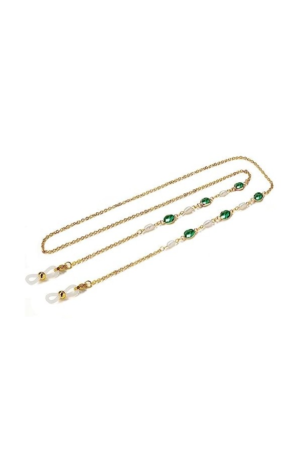 OQHAIR Chaîne décorative Chaîne de lunettes de perles deau douce Bracelet de chaîne de lunettes de corde Couleur : Argento,