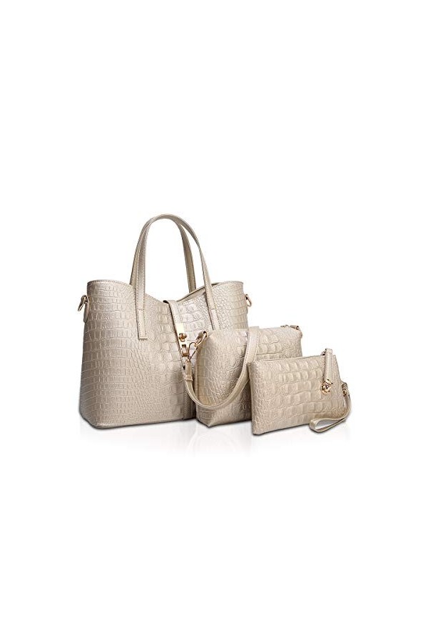 NICOLE & DORIS Sac à Main pour Femme 3 Pcs Ensemble Sac dépaule Sac à Main fourre-Tout + Sacs à bandoulière + Porte-Monnaie,