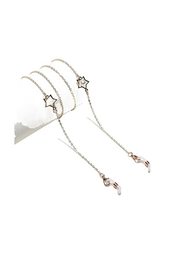 MJWDP Longe de Corde de Lunettes antidérapante de Mode de chaîne de Lunettes de Perle détoile dor Faite à la Main