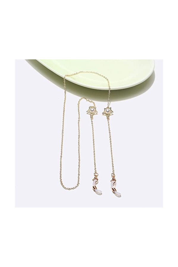 MJWDP Longe de Corde de Lunettes antidérapante de Mode de chaîne de Lunettes de Perle détoile dor Faite à la Main