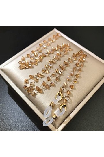 JJZXD Trèfle Fleur perlé Lien chaîne Lunettes Cintre Collier Bande Lunettes de Lecture Lunettes de Soleil Sangle Color : Bla