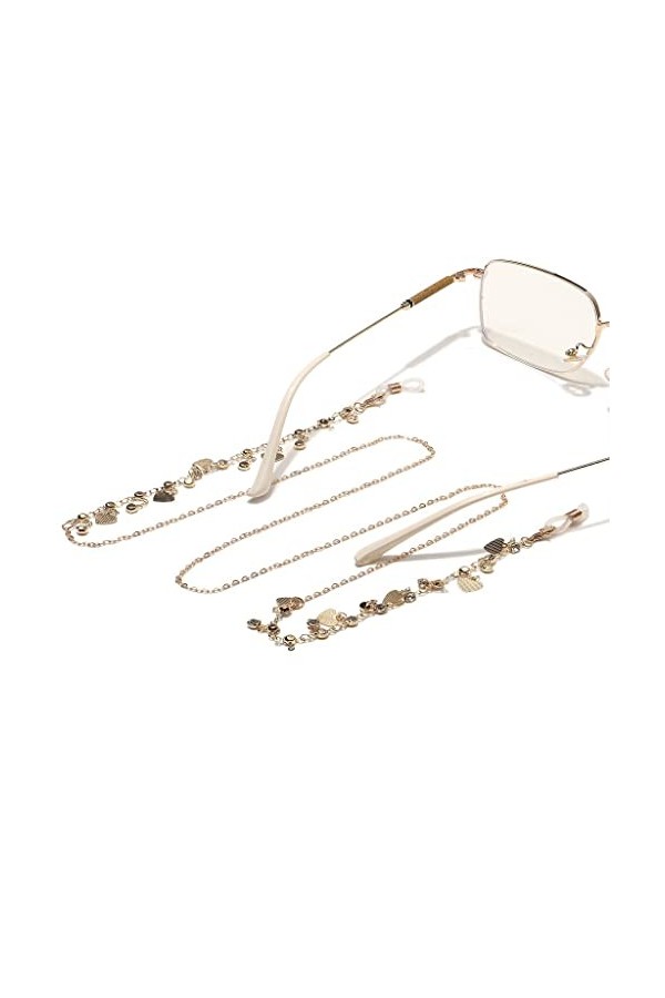 OITTO Lunettes Corde Peach Heart Transparent Fashion Lunettes de Soleil Chaîne Halter Neck Lunettes Chaîne