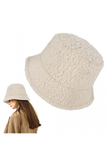 Lusofie Bob Chapeau de Pêcheur Femme Hiver Chaud Fausse Fourrure Pêcheur Chapeau Laine Pêche Bob en Fourrure Décontracté Hive