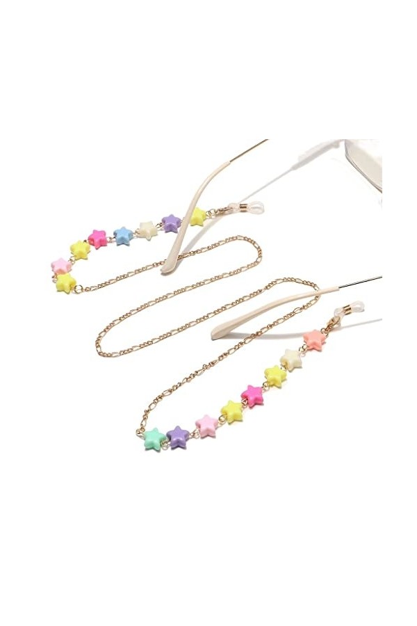OITTO Chaîne de Lunettes en Corde de Lunettes en métal Pas Facile à décolorer étoile dorée de 8 mm